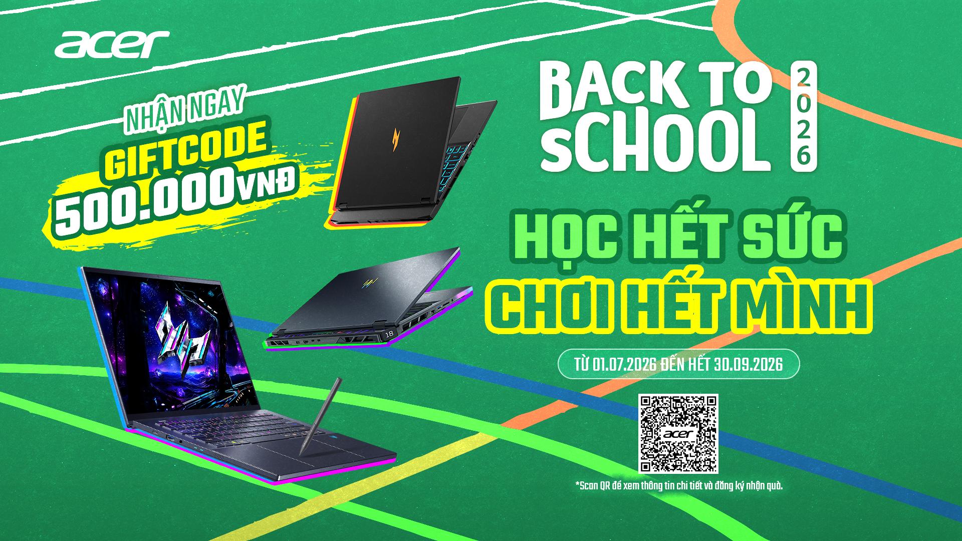 Hình ảnh minh họa chương trình Back To School 2026 của Acer