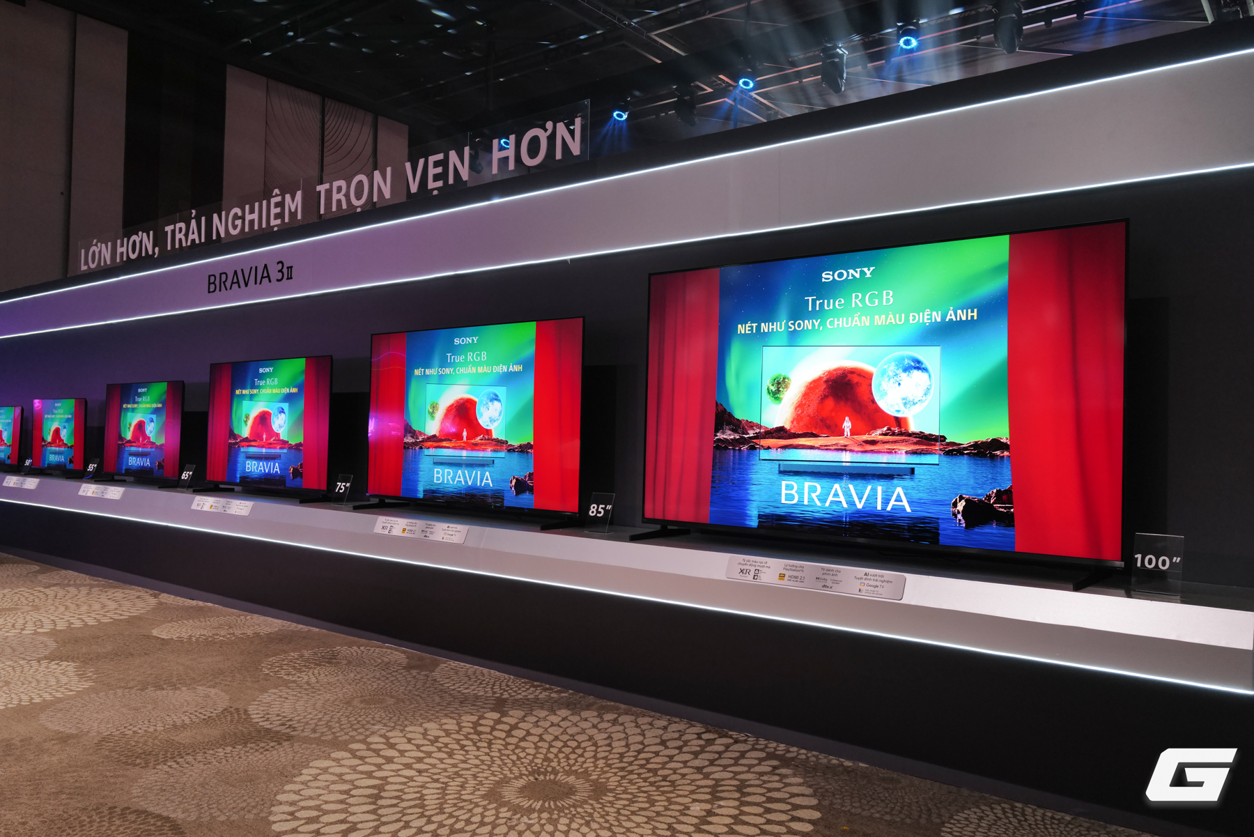 Công nghệ True RGB trên TV Bravia 2026 Cận cảnh màn hình TV Bravia với công nghệ True RGB