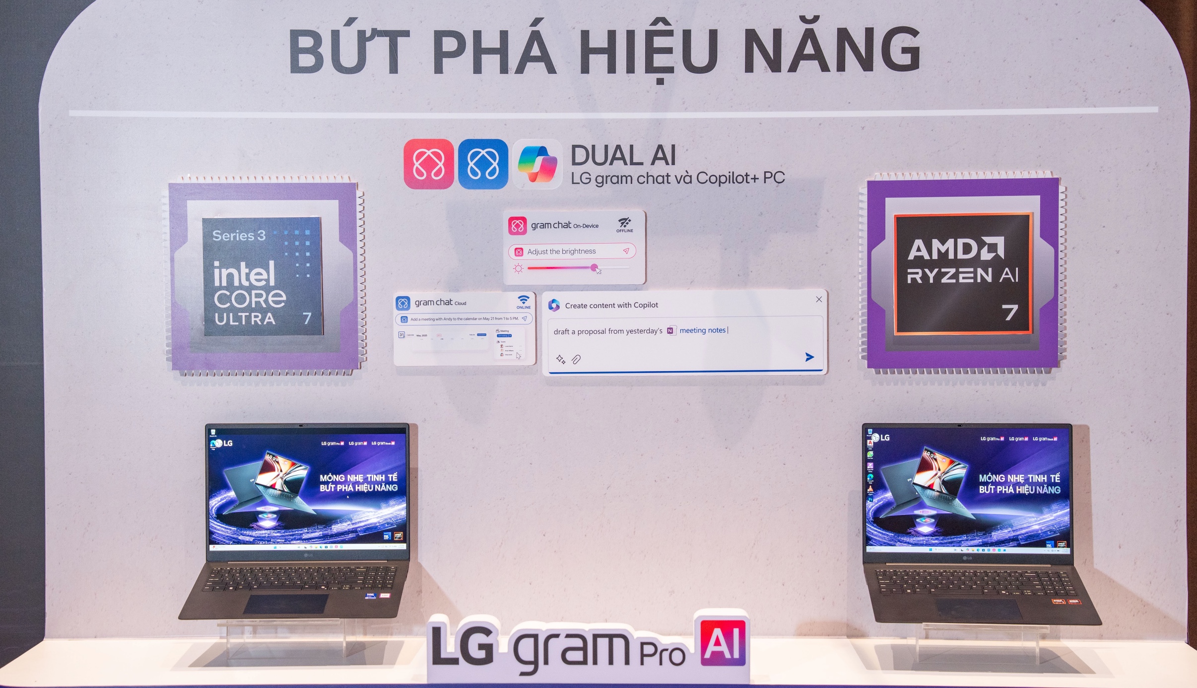 LG gram Pro AI với tùy chọn chip AMD Ryzen AI LG gram Pro AI và AMD Ryzen AI