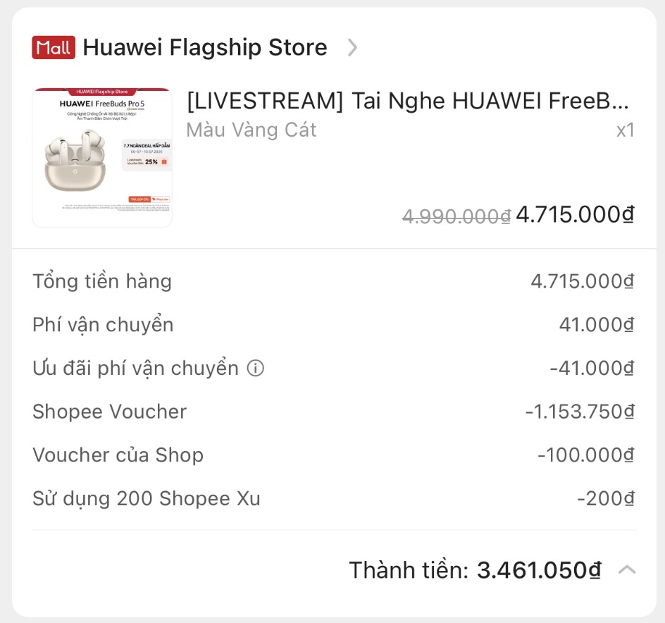 Giá bán ngày sale của HUAWEI FreeBuds Pro 5 HUAWEI FreeBuds Pro 5 giá sale