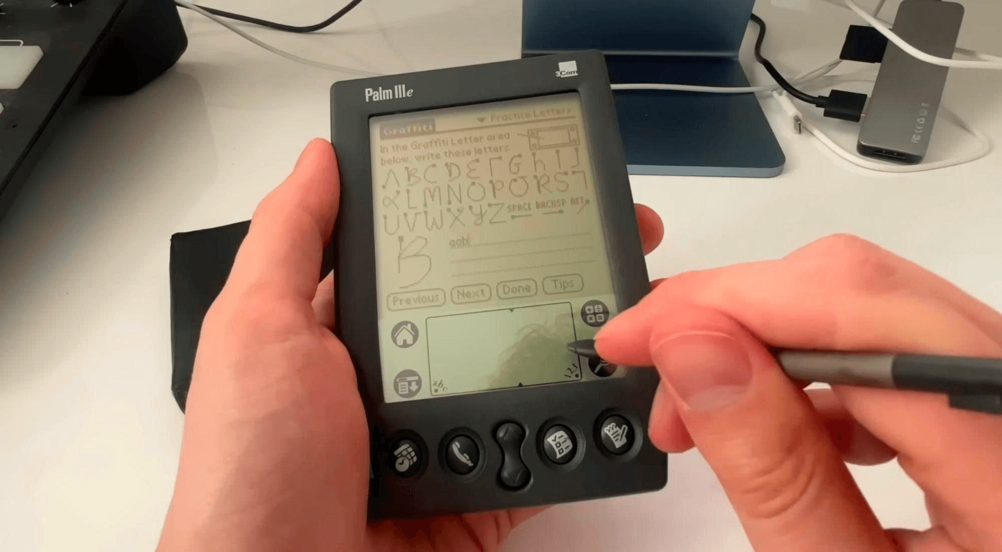 Palm Pilot và bút stylus Giao diện Palm Pilot với bút stylus
