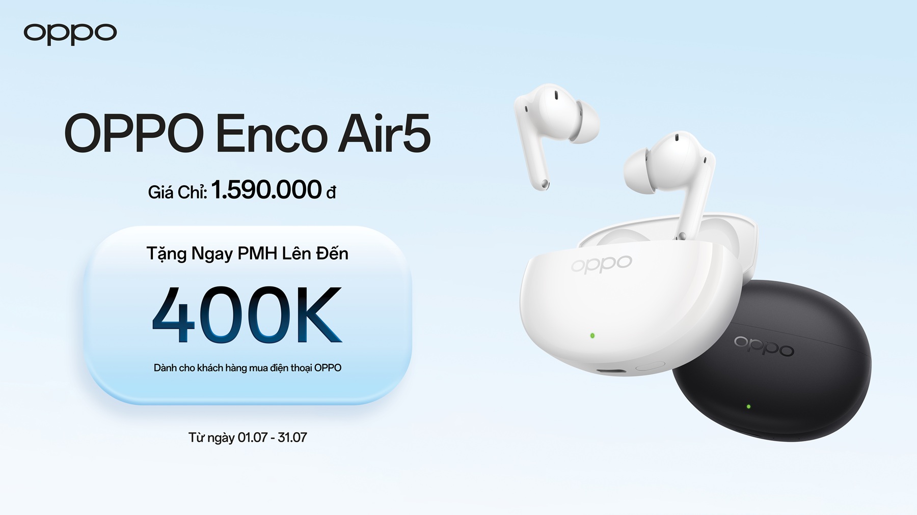 OPPO Enco Air5 màu đen Tai nghe OPPO Enco Air5 màu đen