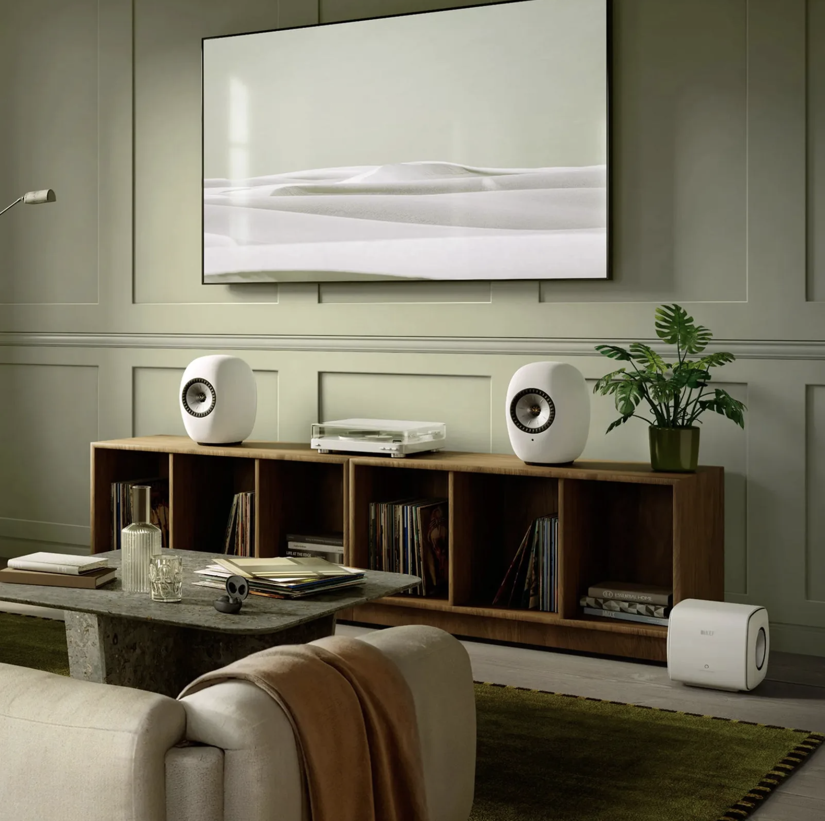 Công nghệ VECO và MIE trên KEF LS LUXE. Minh họa công nghệ VECO giúp kiểm soát chuyển động củ loa.